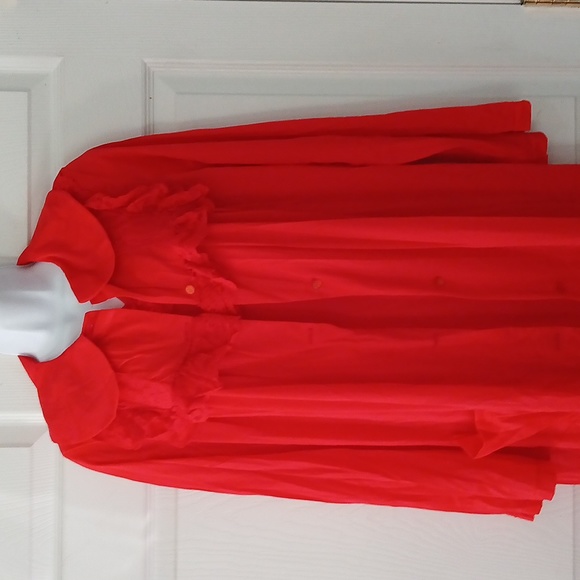 Nancy King red robe and long sleeve nightgown honeymoon vacation romance SZ XL - Picture 3 of 13